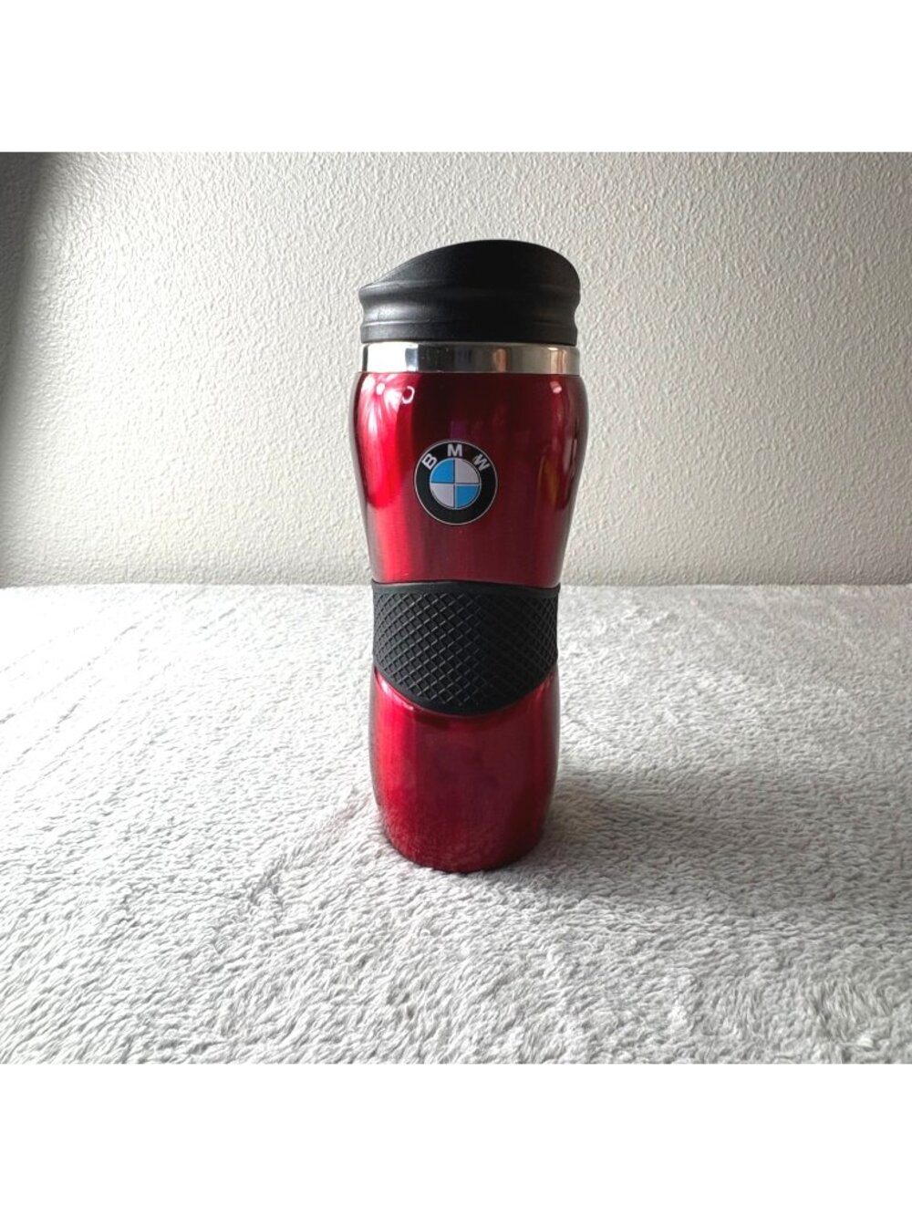 BMW Logo Travel Mug 16oz Red Black Savor Premium Drinkware Grip flaw
